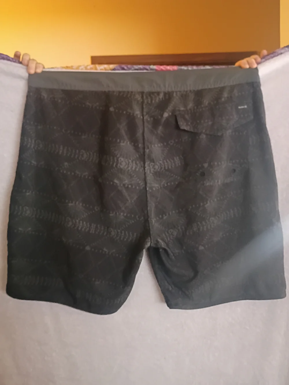 Hurley Black Geometric Print Board Shorts